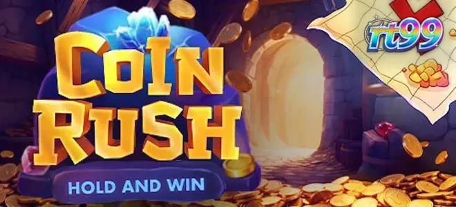 Tampilan antarmuka permainan slot Coin Rush dengan desain 3x3 yang modern dan dinamis.